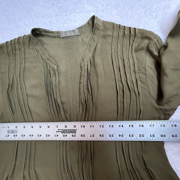 CP Shades Womens Olive Green 3/4 Sleeve Pintuck A-Line Tunic Top/Dress Small - Picture 6 of 7